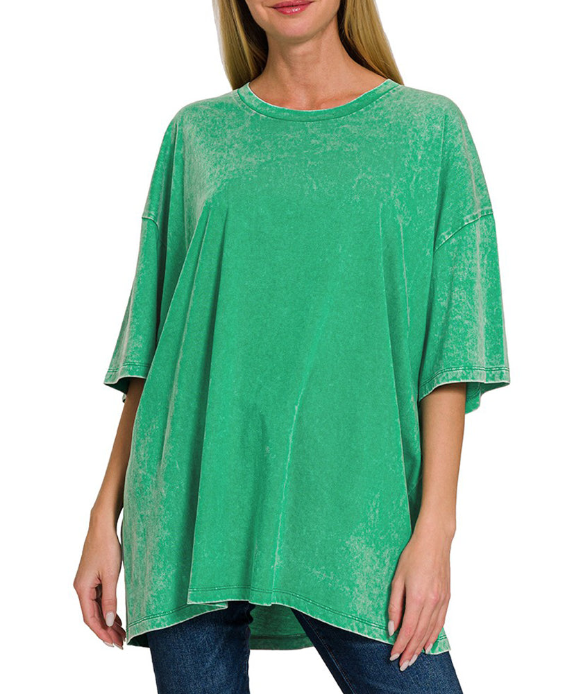 ZENANA Acid Wash Boyfriend Box T-Shirt – Houser Shoes