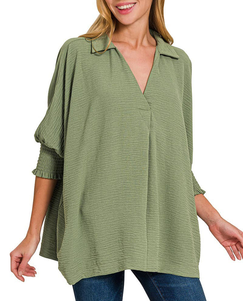 ZENANA Airlow Collar T-Shirt