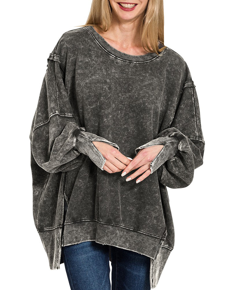 ZENANA Acid Wash Sweatshirt – Houser Shoes