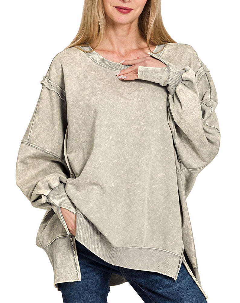 ZENANA Acid Wash Sweatshirt