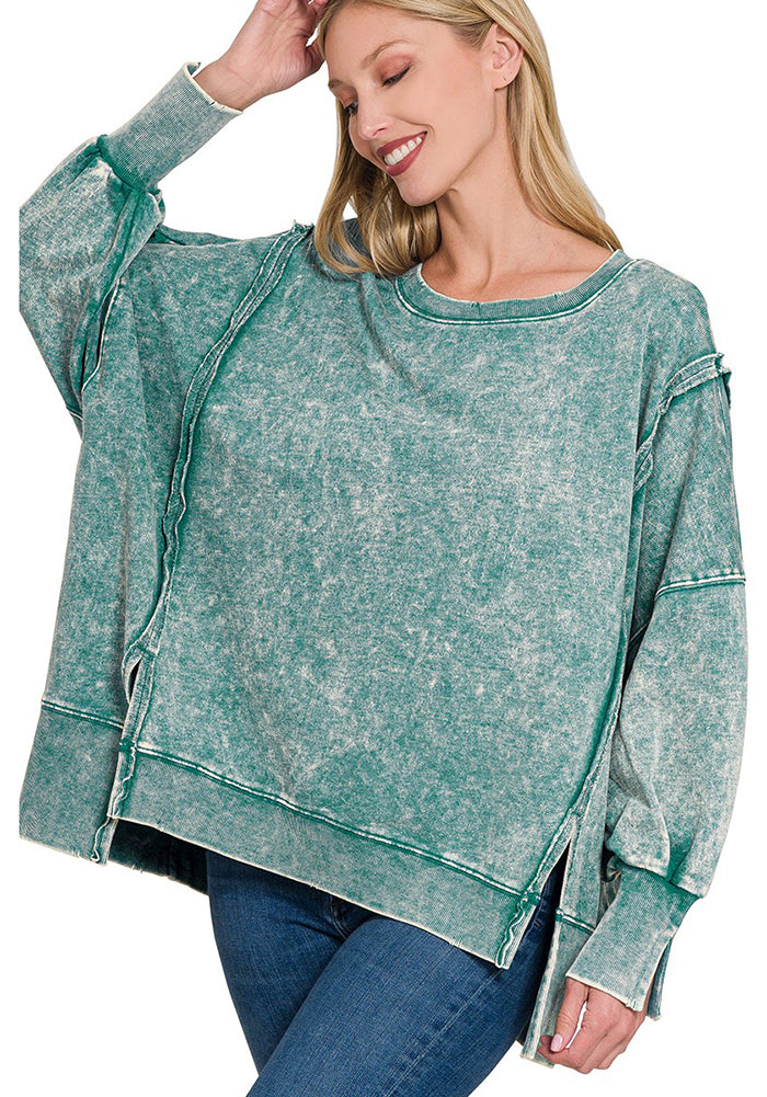 ZENANA Acid Wash Sweatshirt