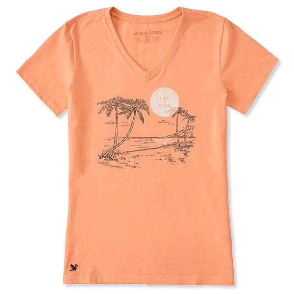 Life Is Good Women's Palm Beach Sketch Crusher-LITE V-Neck T-Shirt
