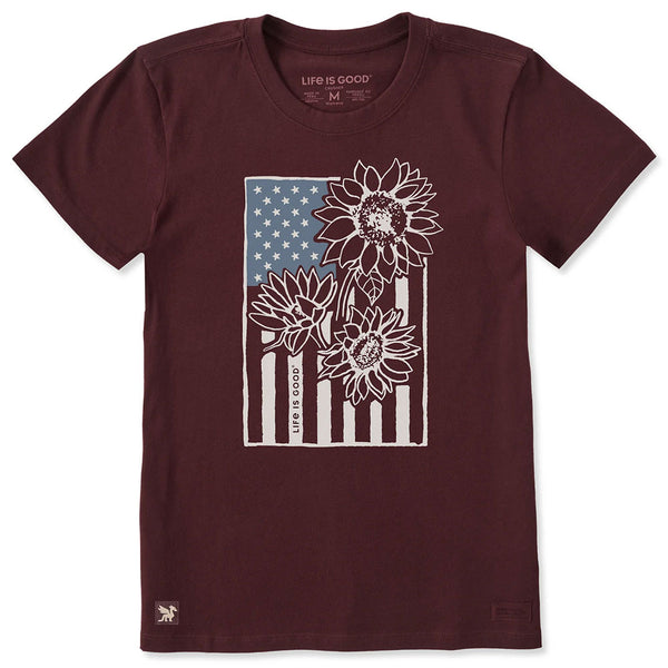 Life Is Good Women's Sunflower Old Glory Window Crusher T-Shirt