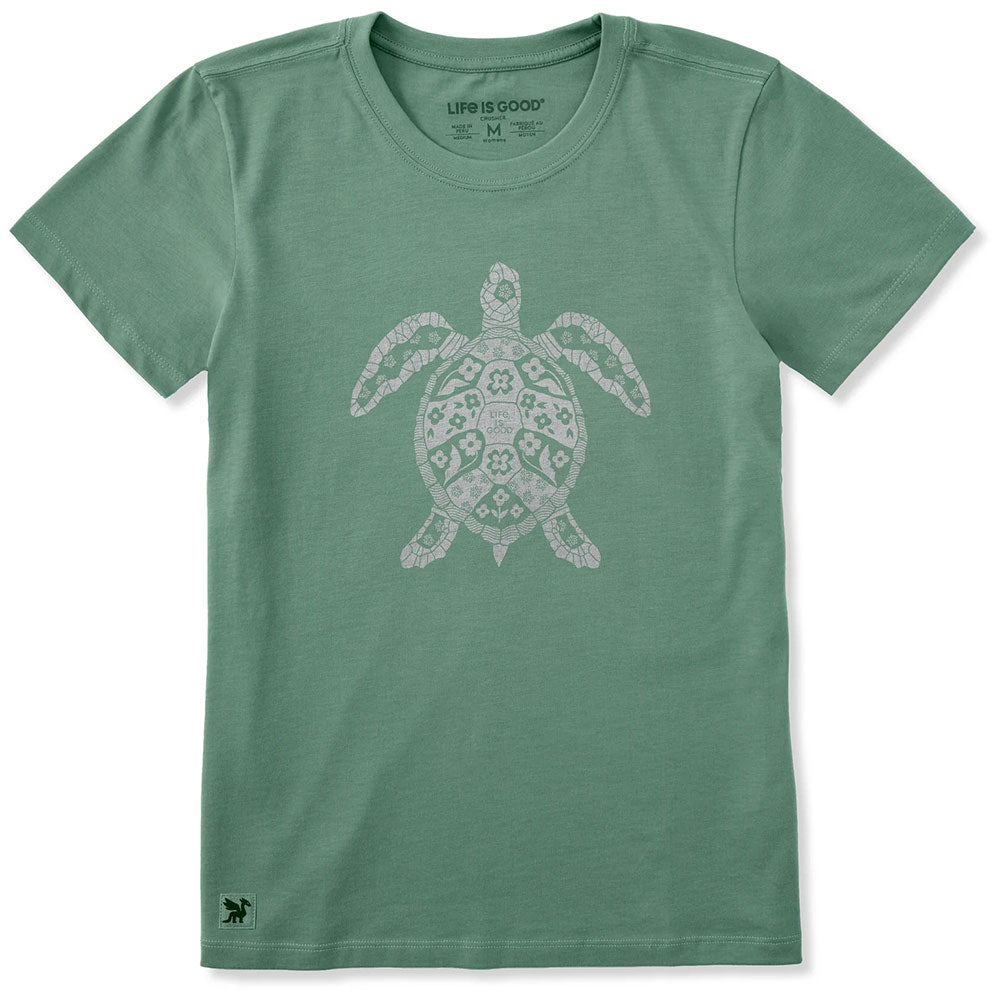 Life Is Good Women's Sea Turtle Floral Crusher-LITE T-Shirt