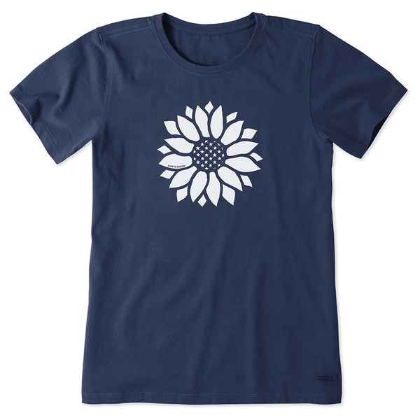 Life Is Good Ladies Patriotic Sunflower Crusher-LITE T-Shirt