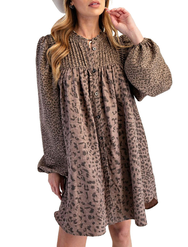 Easel Button Down Swing Dress