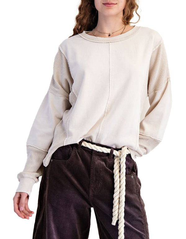 Easel Thermal Mix Washed Terry Pullover