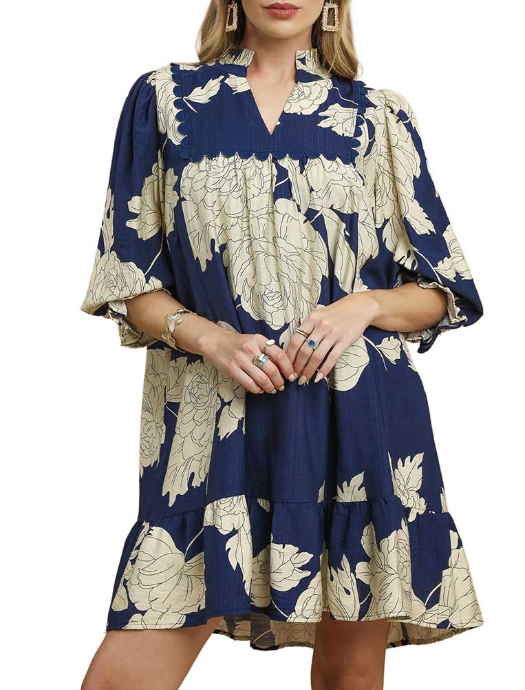 Umgee USA Floral Tiered Babydoll Dress