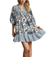 Umgee USA Mixed Print Mini Dress