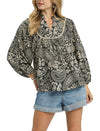 Umgee USA Boho Paisley Pintuck Blouse