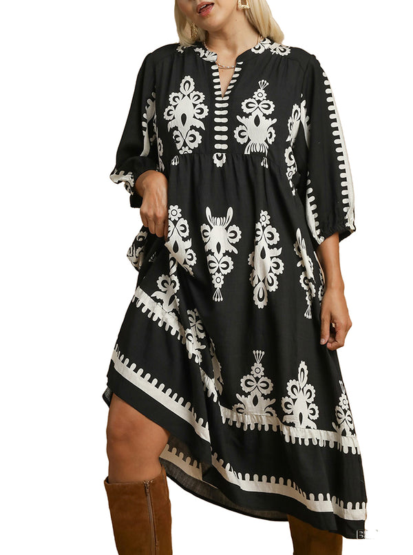 Umgee USA Desert Bloom Embroidered Midi Dress