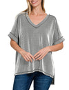 ZENANA V-Neck Ribbed Top