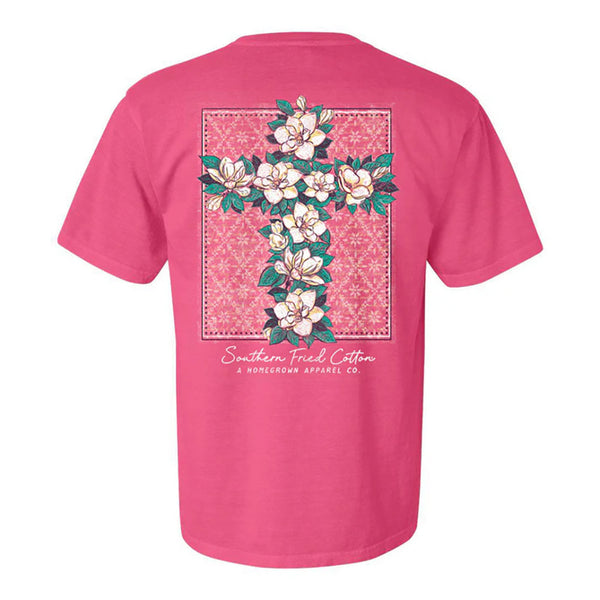 Southern Fried Cotton Women's Magnolia Cross T-Shirt