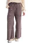 Easel Washed Wide Leg Terry Pants