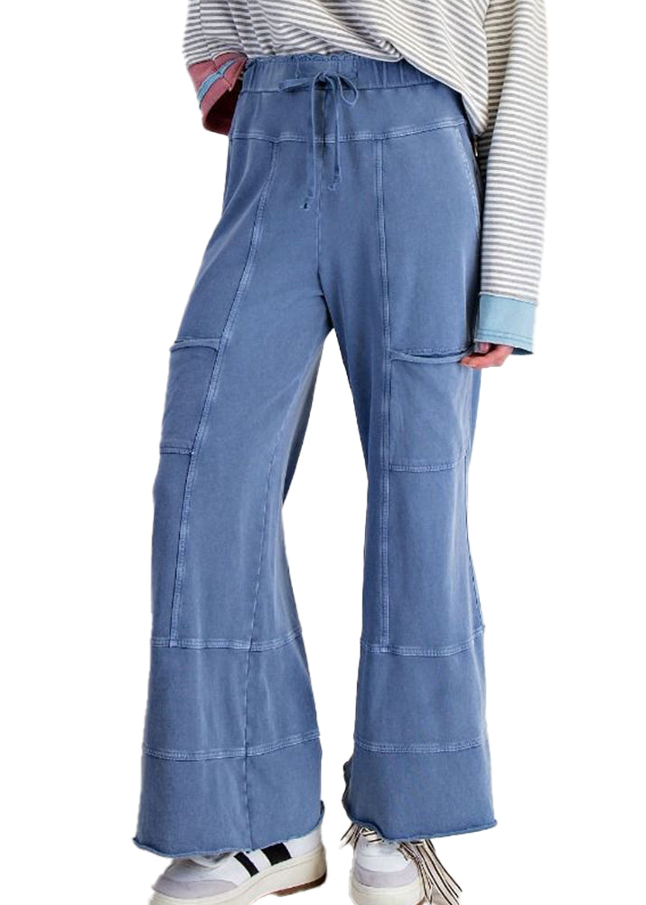Easel Washed Wide Leg Terry Pants