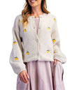 Easel Lemon Embo Sweater Cardigan