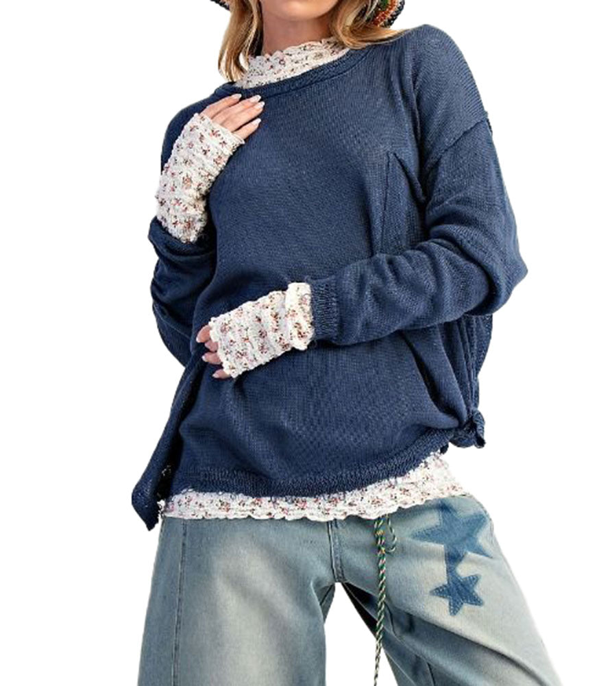 Easel Long Sleeve Knitted Sweater