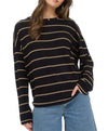 Blu Pepper Stripe Long Sleeve Drop Shoulder Knit Top
