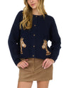 Blu Pepper Horse Jacquard Long Sleeve Button Down Cardigan
