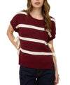 Blu Pepper Stripe Side Tie Short Sleeve Knit Sweater