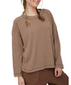 Blu Pepper Crew Neck Ribbed Long Sleeve Knit Top