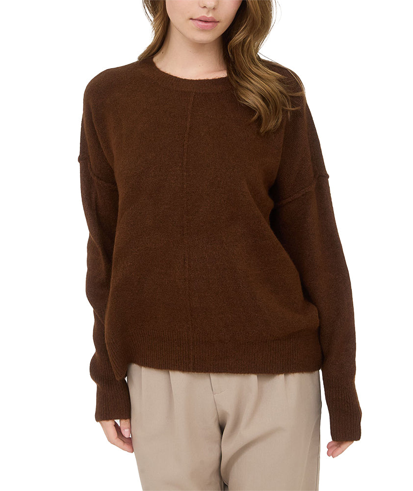 Blu Pepper Solid Crewneck Front Seam Knit Sweater