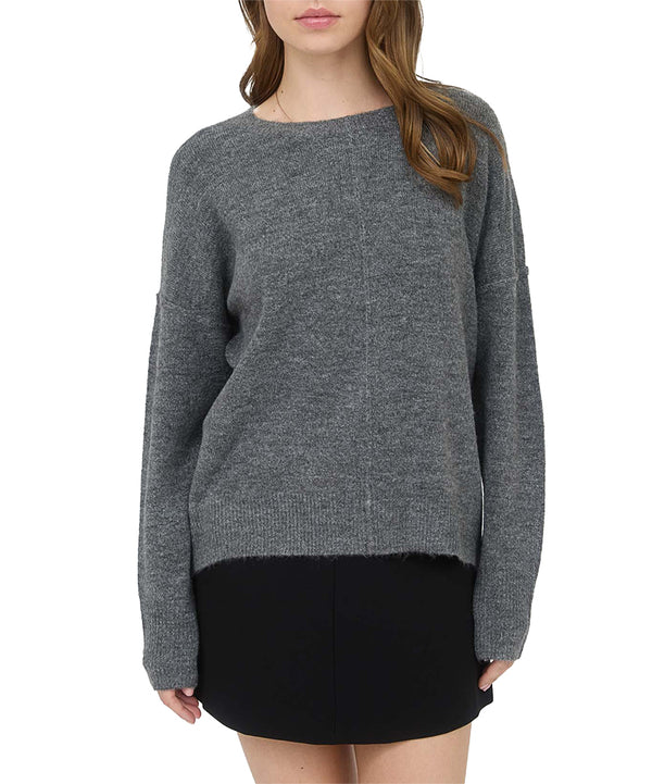 Blu Pepper Solid Crewneck Front Seam Knit Sweater