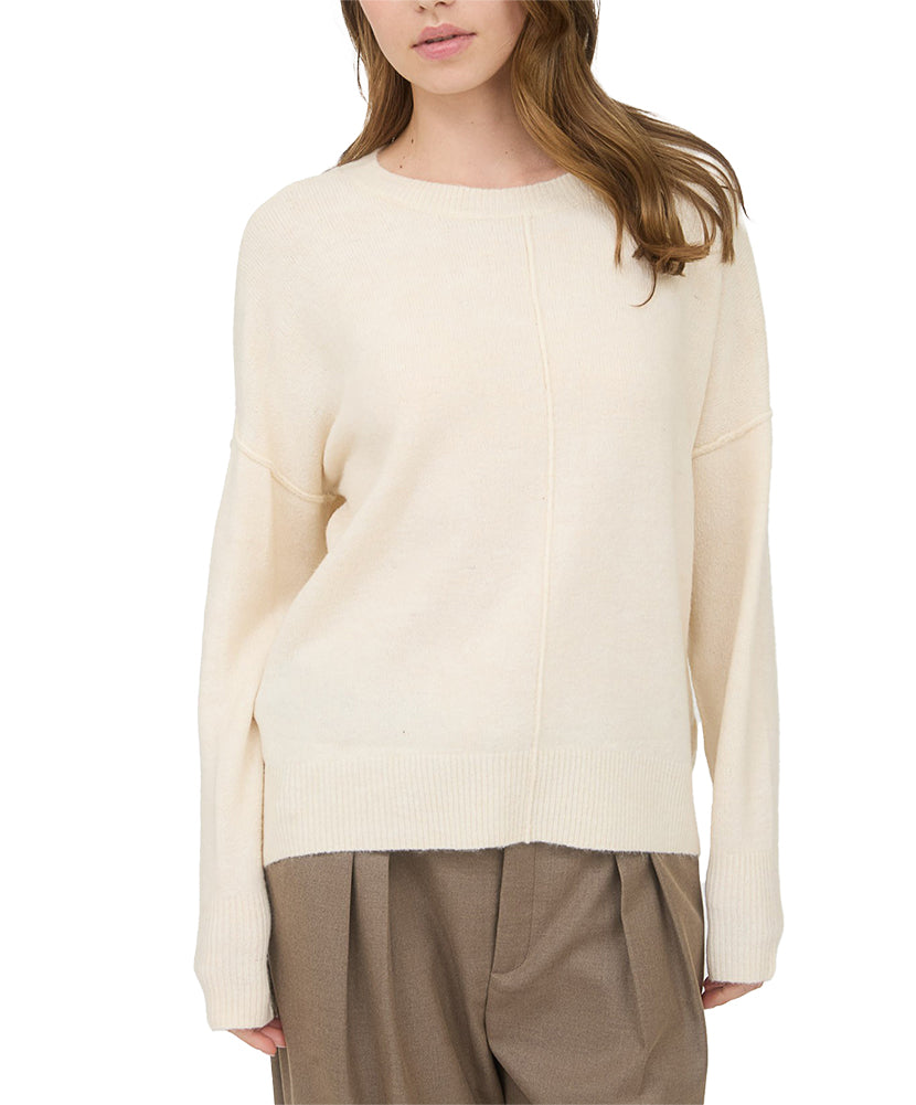 Blu Pepper Solid Crewneck Front Seam Knit Sweater