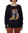 Blu Pepper Western Boot Jacquard Long Sleeve Knit Sweater
