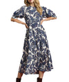 Umgee USA Boho Leaf Print Tiered Midi Dress