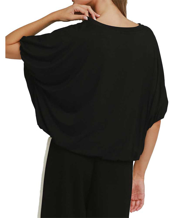 Umgee USA Double Lined Bubble Sleeve And Hem Top