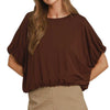 Umgee USA Double Lined Bubble Sleeve And Hem Top