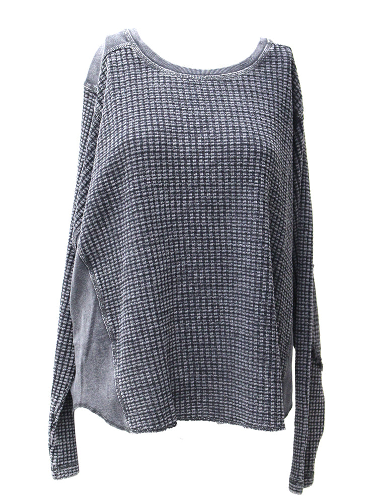Easel Washed Thermal Waffle Knit Top