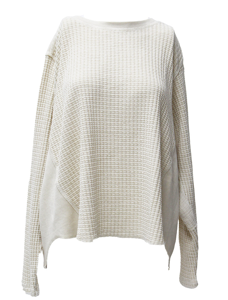 Easel Washed Thermal Waffle Knit Top