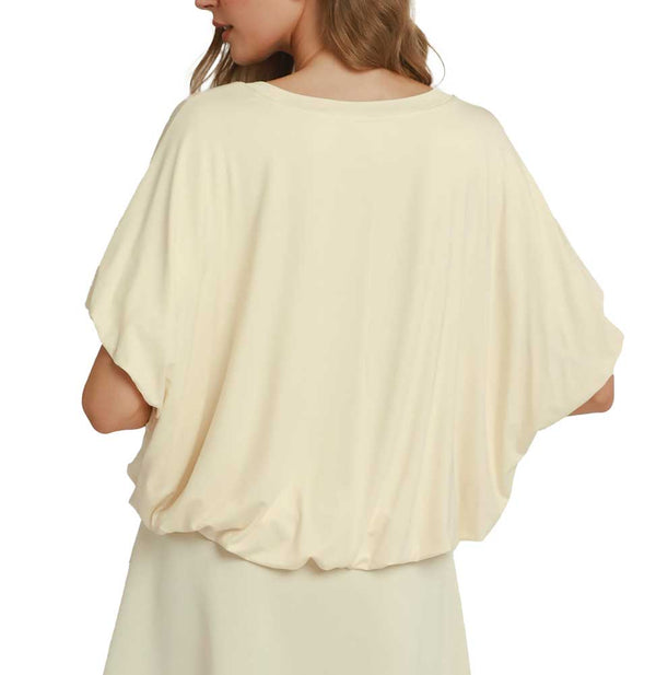 Umgee USA Double Lined Bubble Sleeve And Hem Top