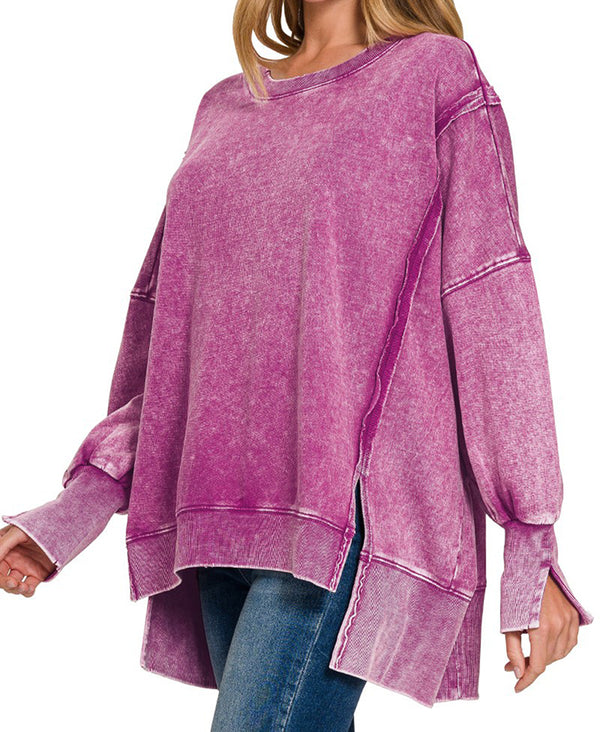 ZENANA Acid Wash Sweatshirt
