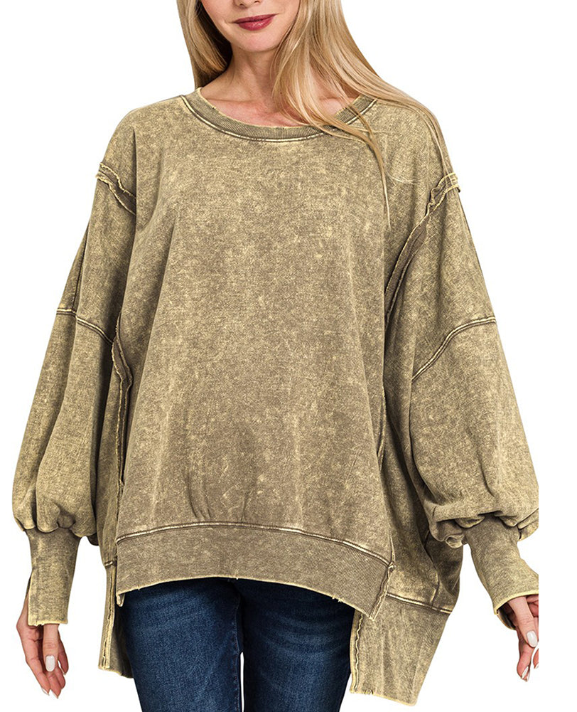 ZENANA Acid Wash Sweatshirt