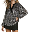 Umgee USA Velvet Jacquard Boho Blouse