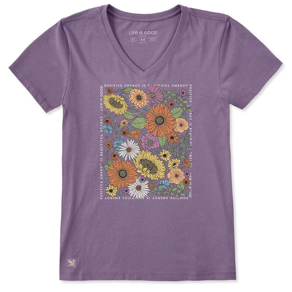 Life Is Good Ladies V-Neck Wildflowers T-Shirt