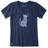 Life Is Good Ladies Botanicat Crusher V-Neck T-Shirt