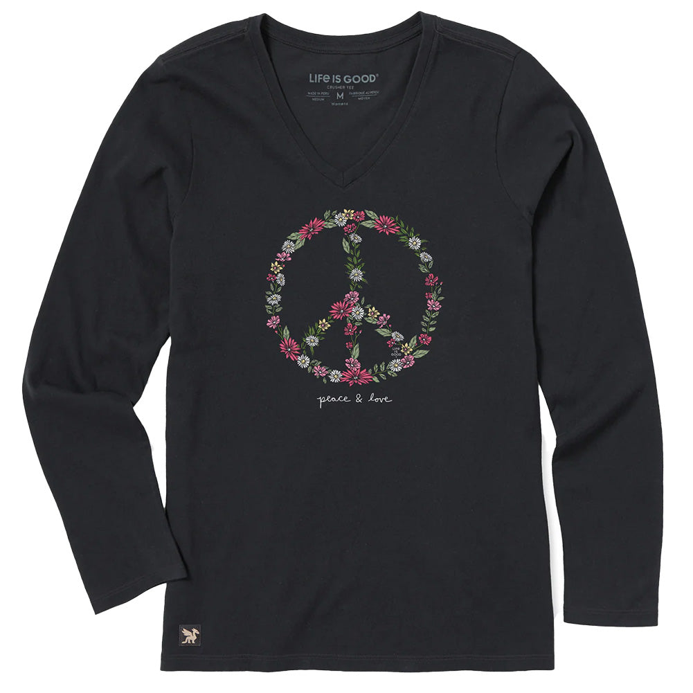 Life Is Good Ladies Wildflower Peace And Love Crusher-LITE T-Shirt