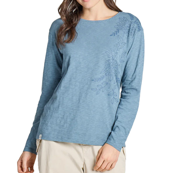 Life Is Good Ladies Realaxed Flower Vines Slub Easy Fit T-Shirt