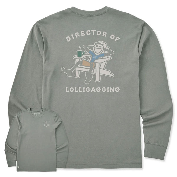 Life Is Good Men's Director of Lolligaggin Long Sleeve Crusher T-Shirt