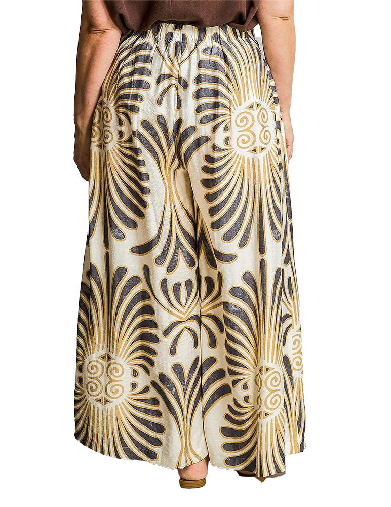 Umgee USA Wide Leg Printed Skirt Pant