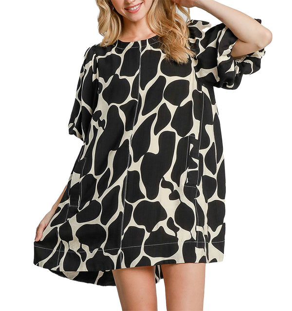 Umgee USA Abstract Animal Print A-Line Dress