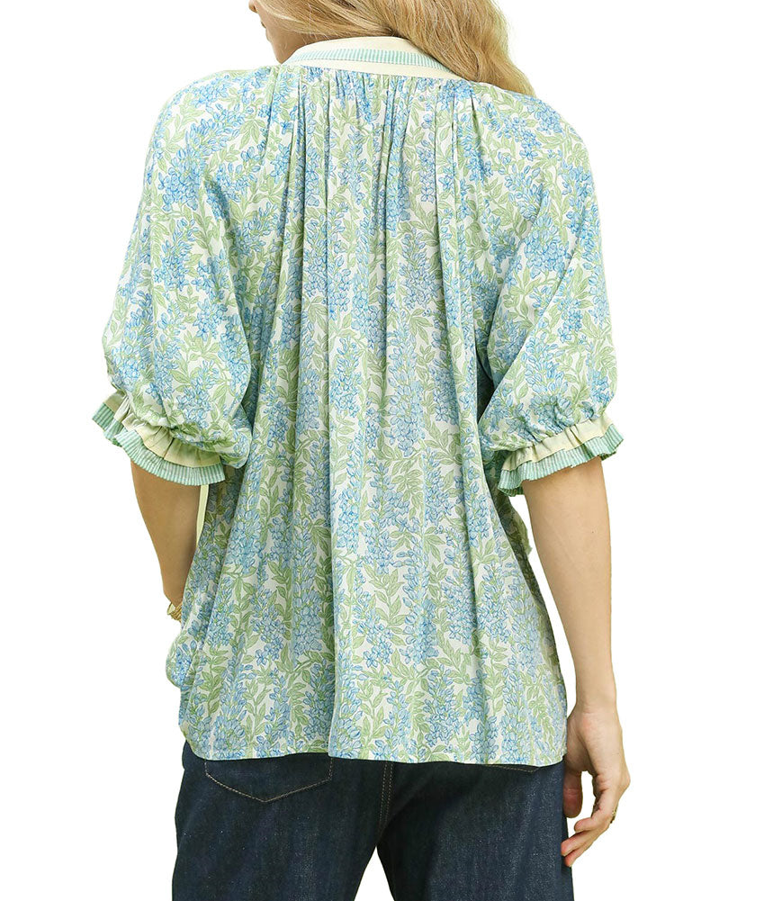 Umgee USA Spring Burst Print V-Neck Top