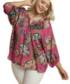 Umgee USA Boho Paisley Puff Sleeve Blouse