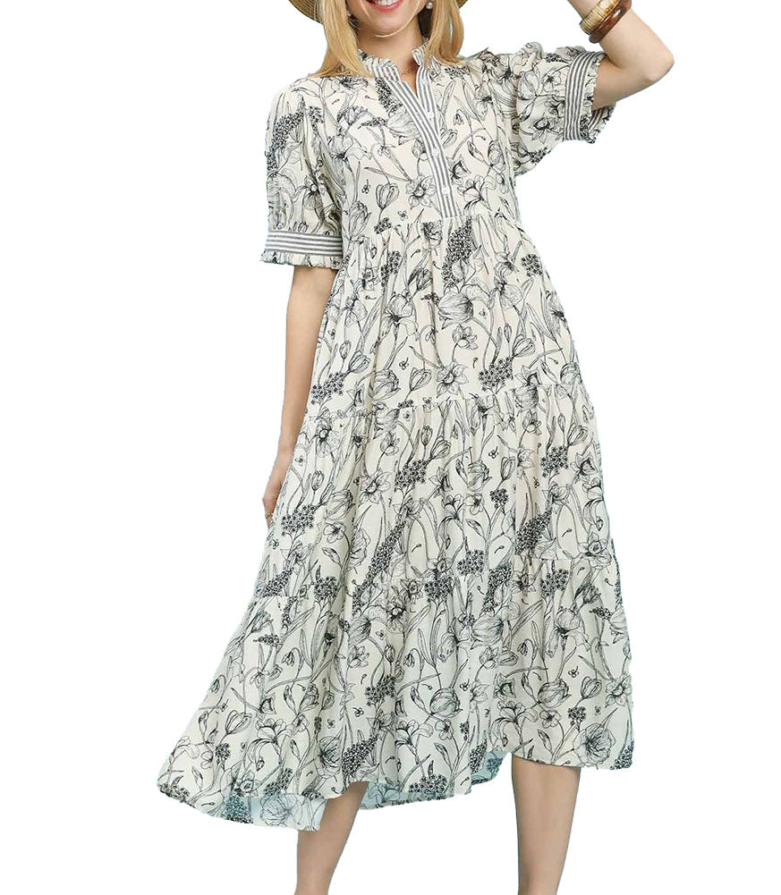Umgee USA Floral Tiered Maxi Dress