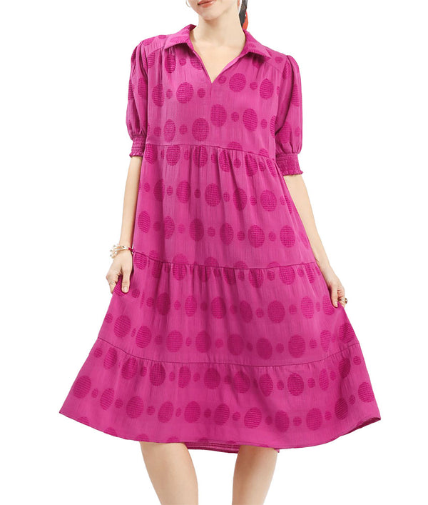 Umgee USA Swiss Dot Jacquard Tiered Maxi Dress