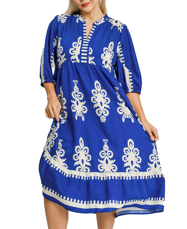 Umgee USA Desert Bloom Embroidered Midi Dress